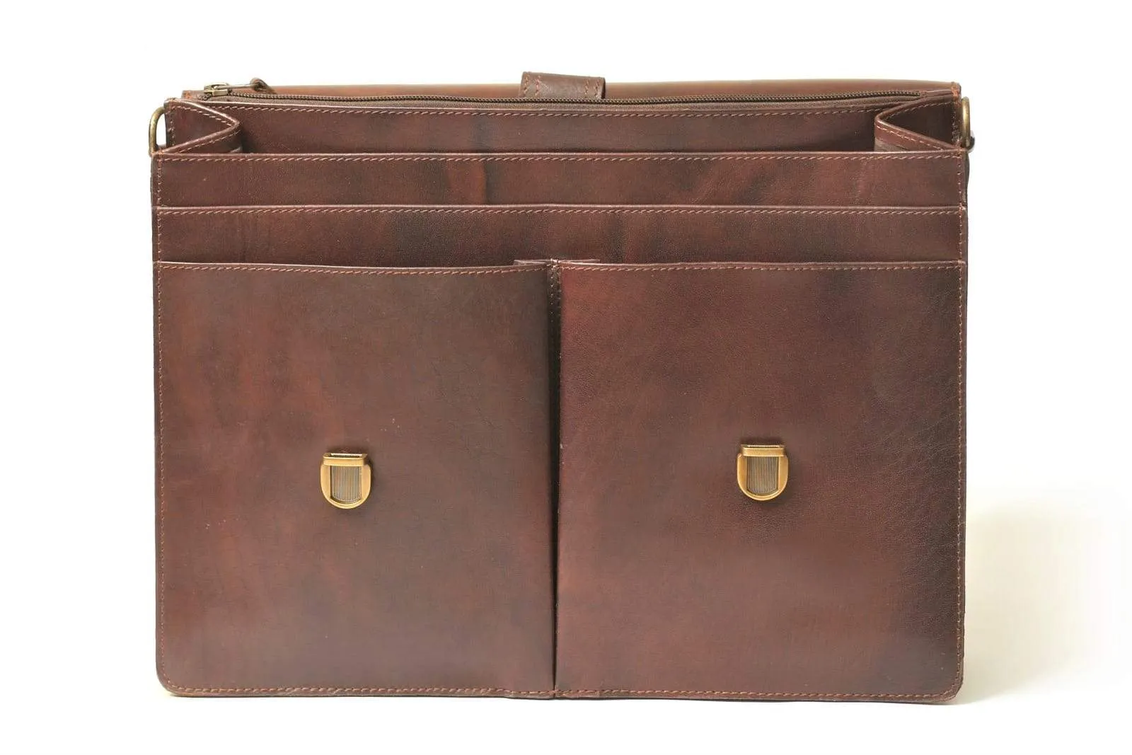 17" Formal Leather Briefcase - Antique Brown