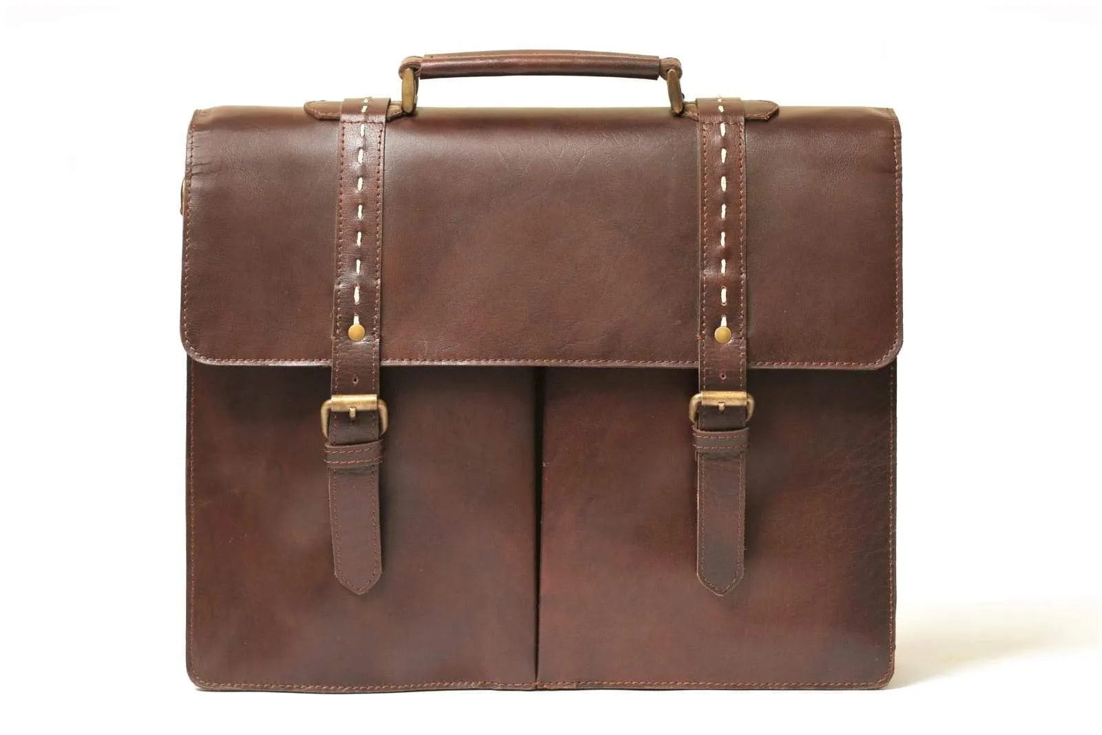 17" Formal Leather Briefcase - Antique Brown