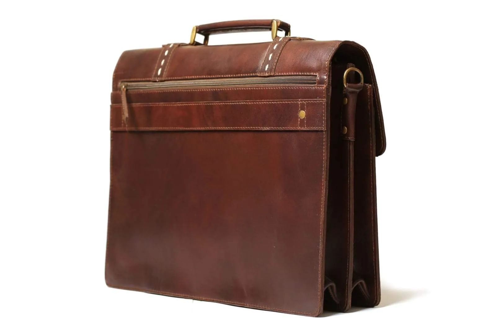 17" Formal Leather Briefcase - Antique Brown