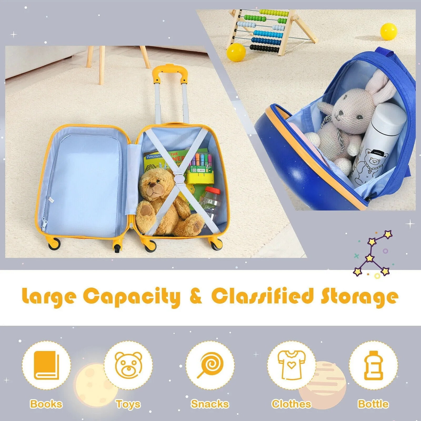 2PC Kids Carry-On Luggage Set for Travel