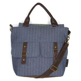 Amber Crossbody Premier: Blue Herringbone