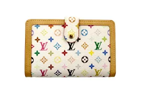 Authentic Louis Vuitton White Multicolor Monogram French Wallet