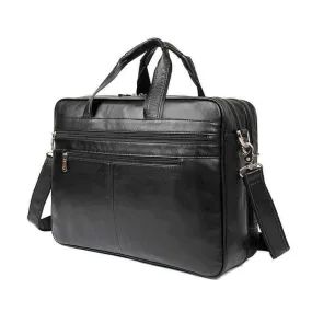 Black Nappa Leather Laptop Bag - Sleek and Functional