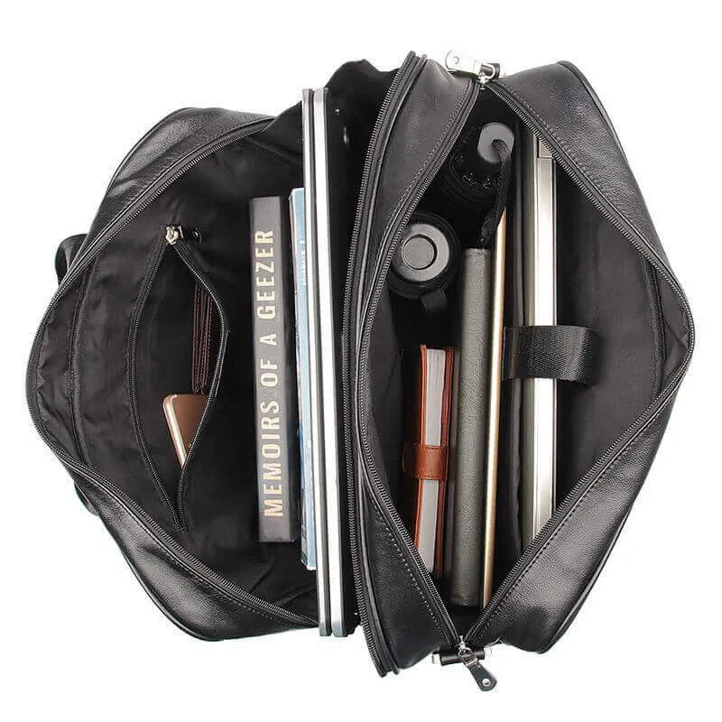 Black Nappa Leather Laptop Bag - Sleek and Functional