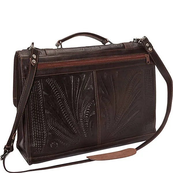 Briefcase, Hand Tooled Leather, Multi Colors 8442