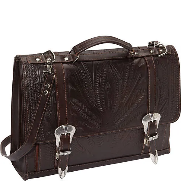 Briefcase, Hand Tooled Leather, Multi Colors 8442