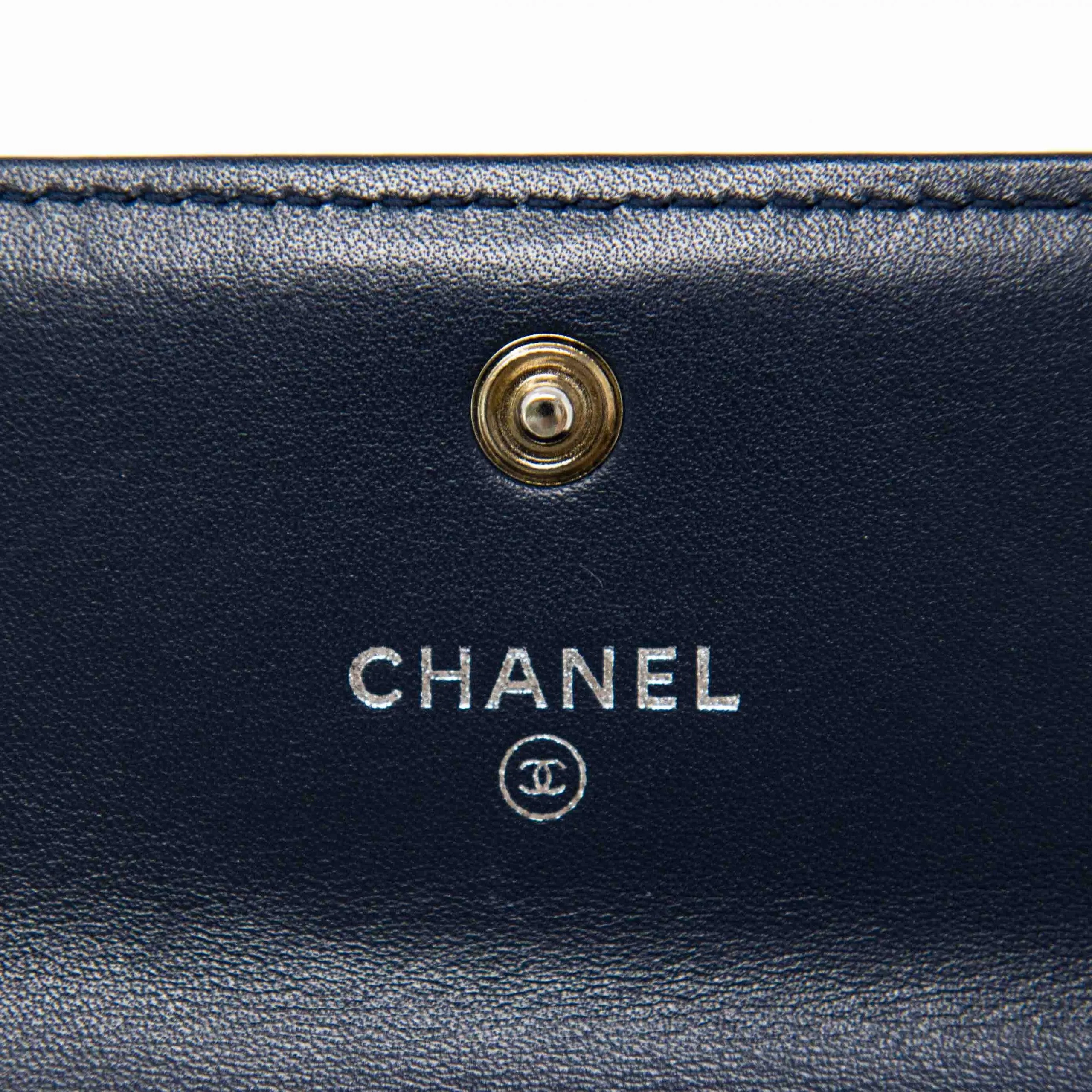 Chanel Blue Lambskin Compact Boy Wallet