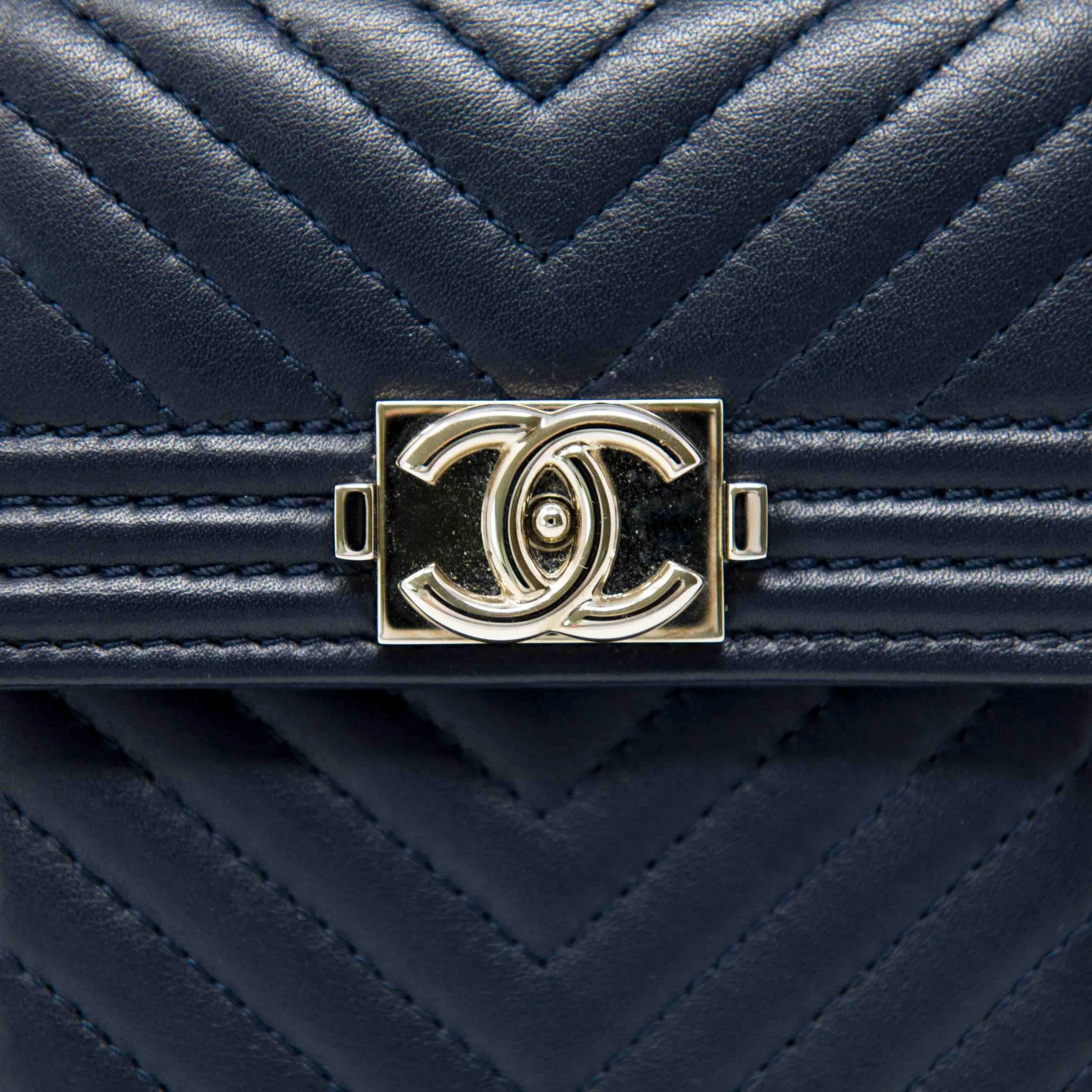 Chanel Blue Lambskin Compact Boy Wallet