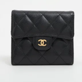 Chanel Caviar Black Compact Wallet - Microchipped