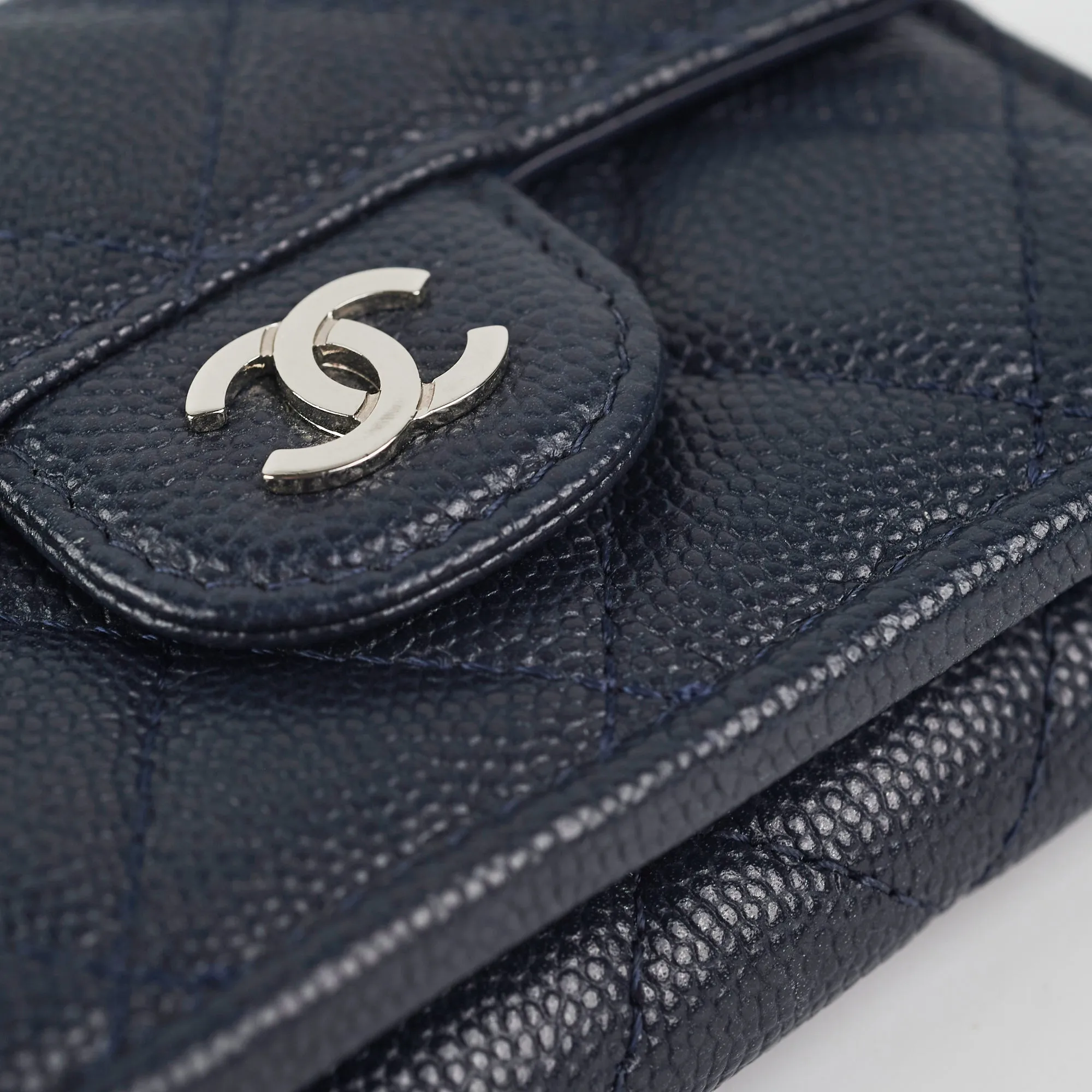 Chanel Caviar Compact Wallet Navy