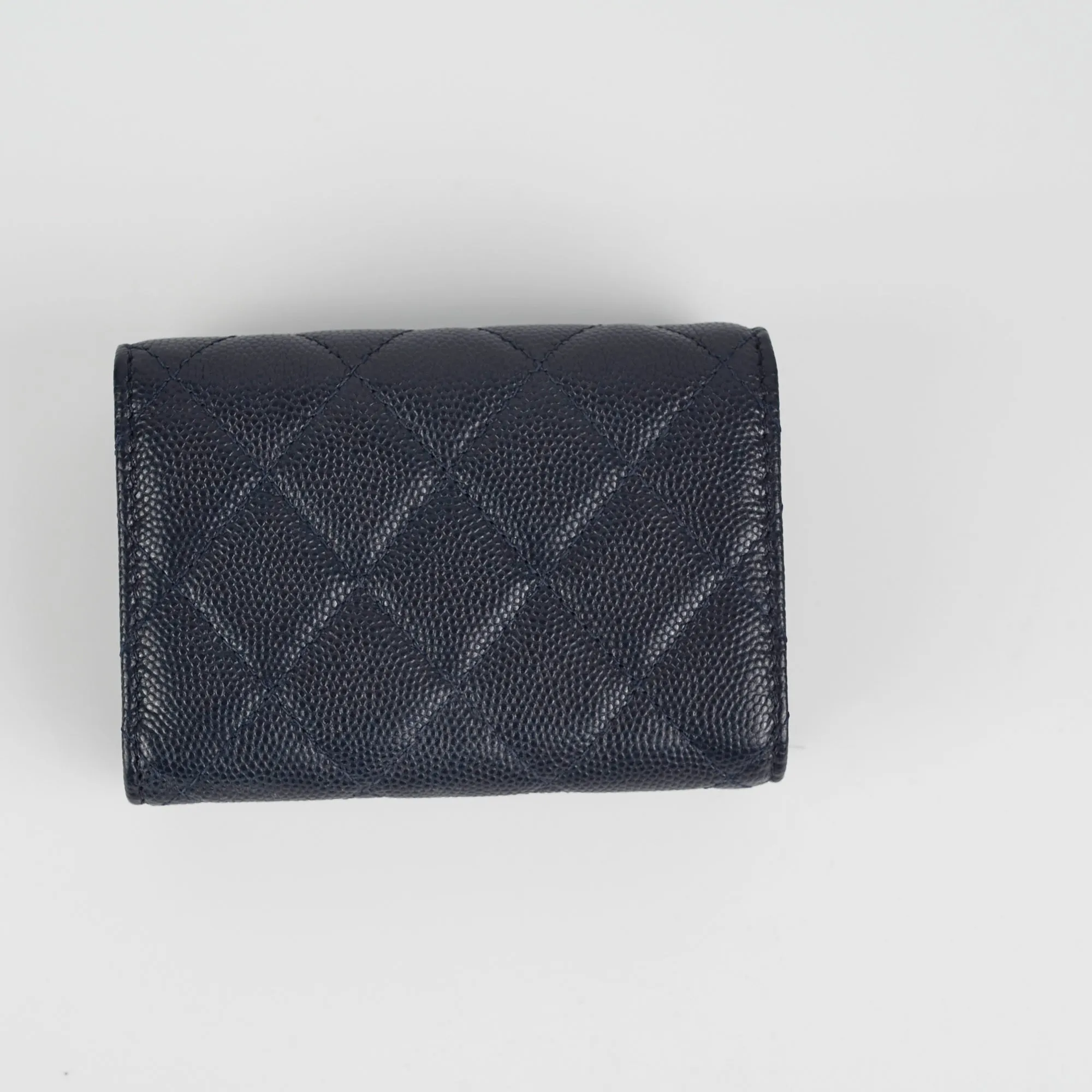 Chanel Caviar Compact Wallet Navy