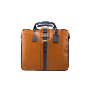 DapperFam Luxe Men's Travel Tote in Cognac Painted Calf