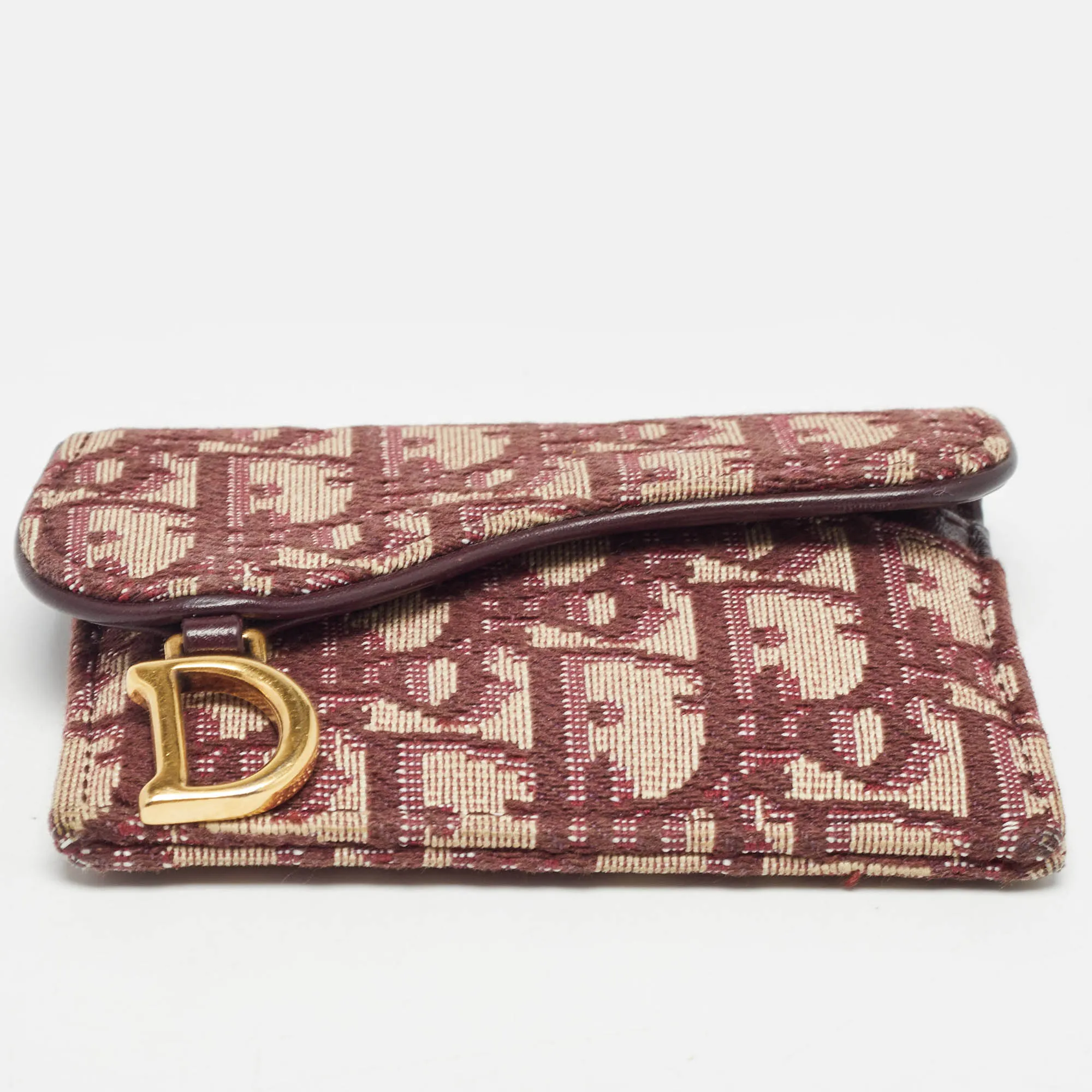 DIOR Burgundy issimo Canvas Saddle Compact Wallet