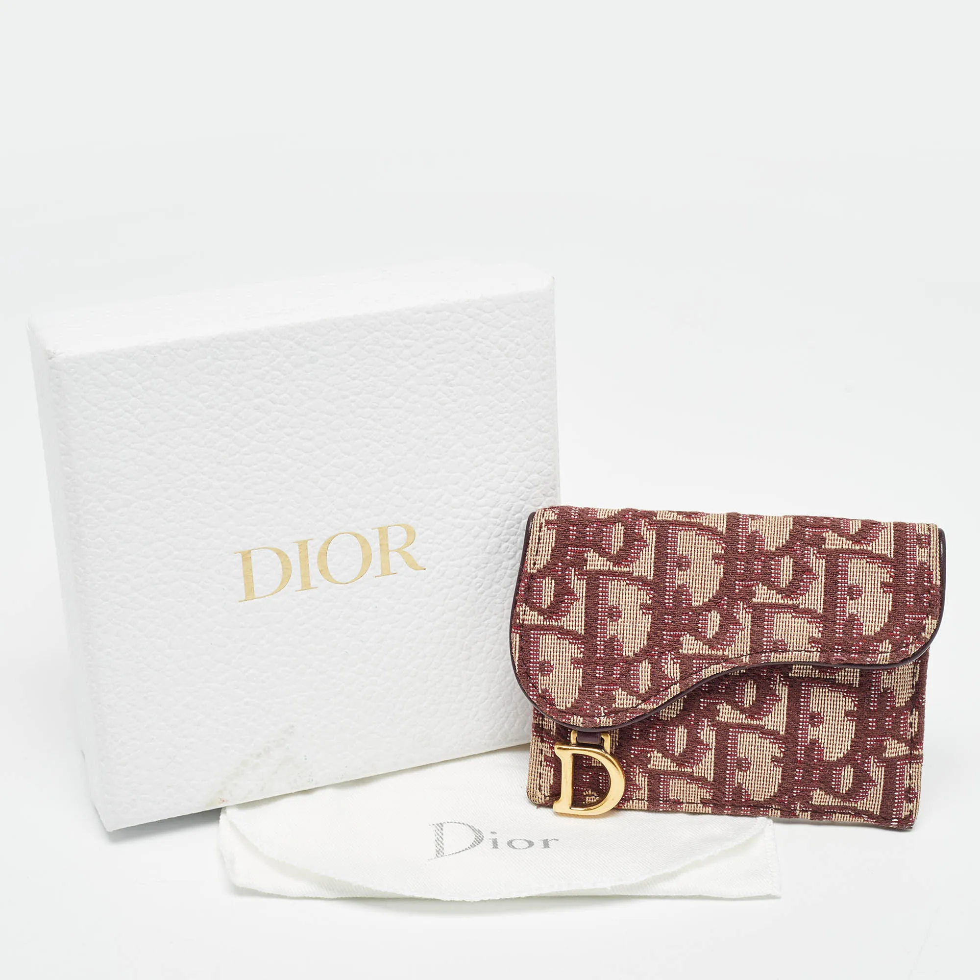 DIOR Burgundy issimo Canvas Saddle Compact Wallet