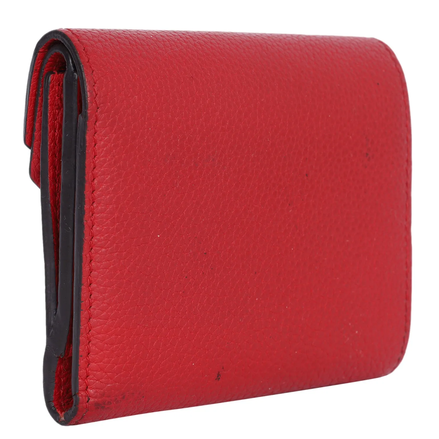 Double V Compact Wallet Leather with Monogram Canvas