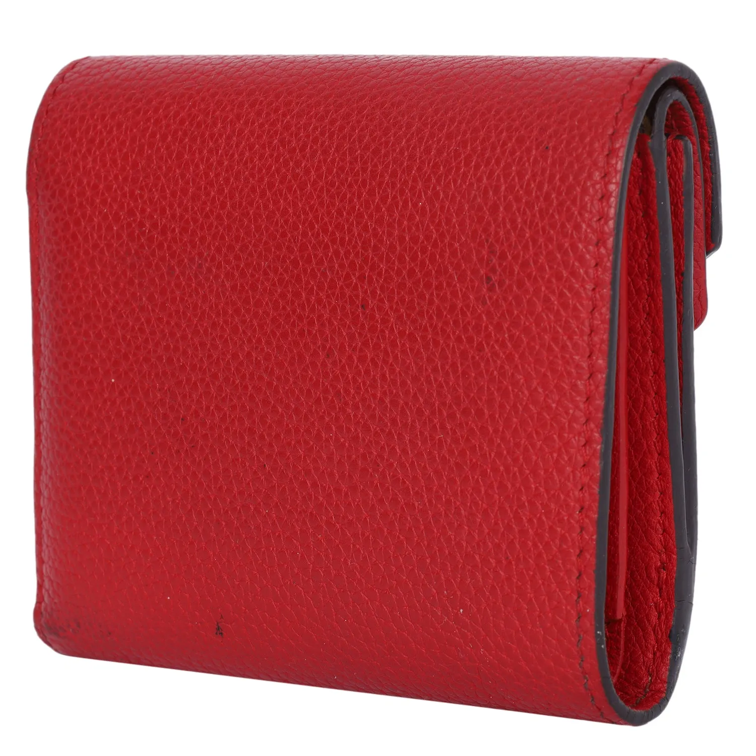 Double V Compact Wallet Leather with Monogram Canvas