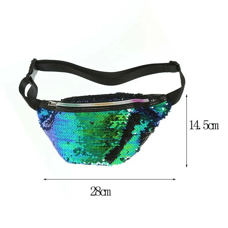 Fashionable Waterproof Female Leather Waist Packs With Sequin