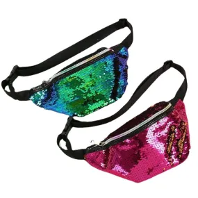 Fashionable Waterproof Female Leather Waist Packs With Sequin