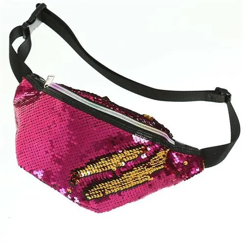 Fashionable Waterproof Female Leather Waist Packs With Sequin