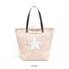 Genuine Suede Leather Star Shopper Bag