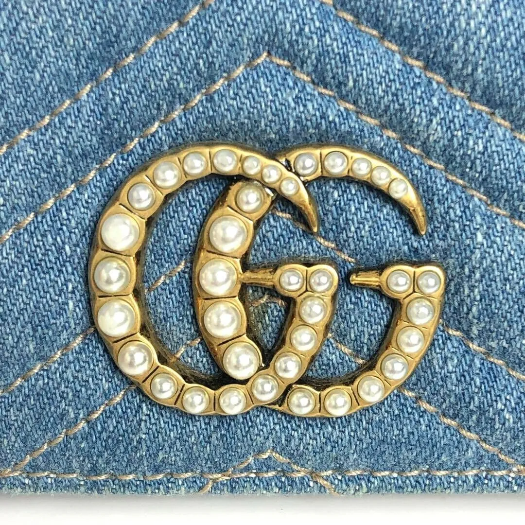 Gucci Gg Marmont Denim Pearl Compact