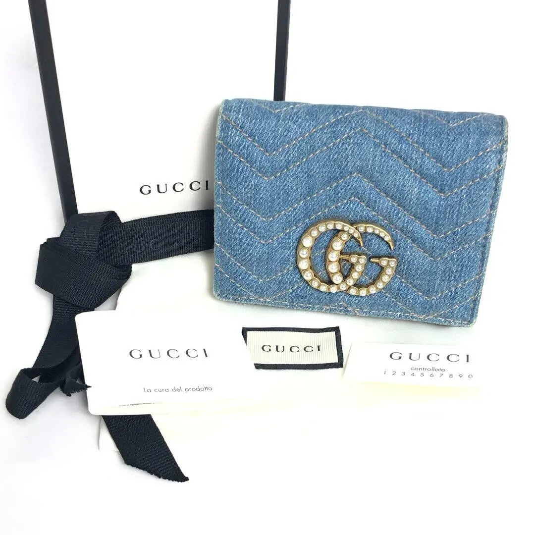 Gucci Gg Marmont Denim Pearl Compact