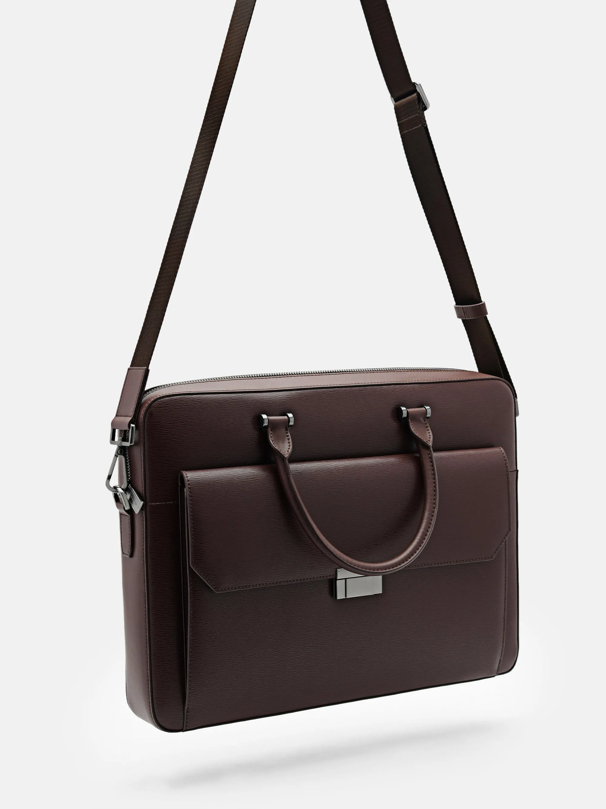 Henry Textured Leather Briefcase