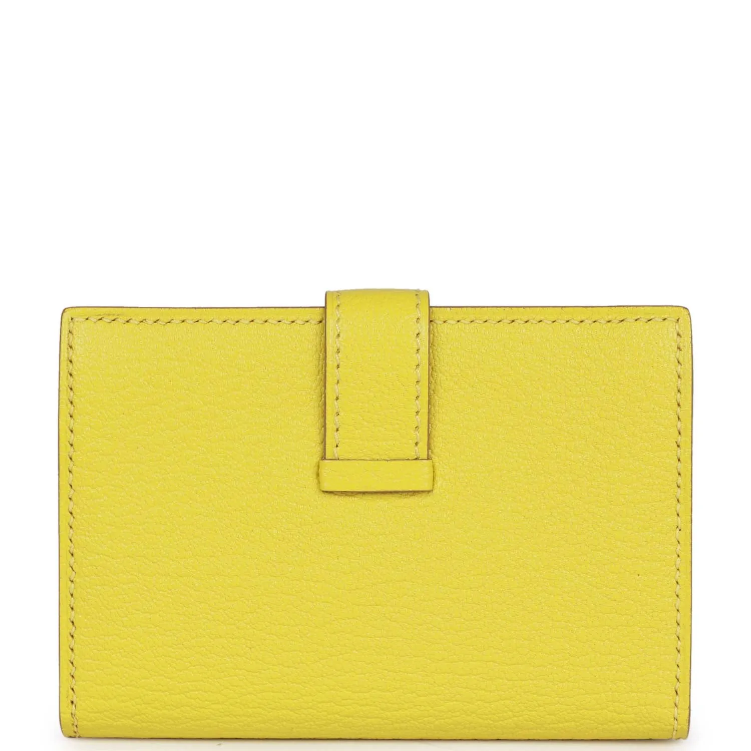 Hermes Bearn Mini Wallet Lime Chevre Mysore Palladium Hardware