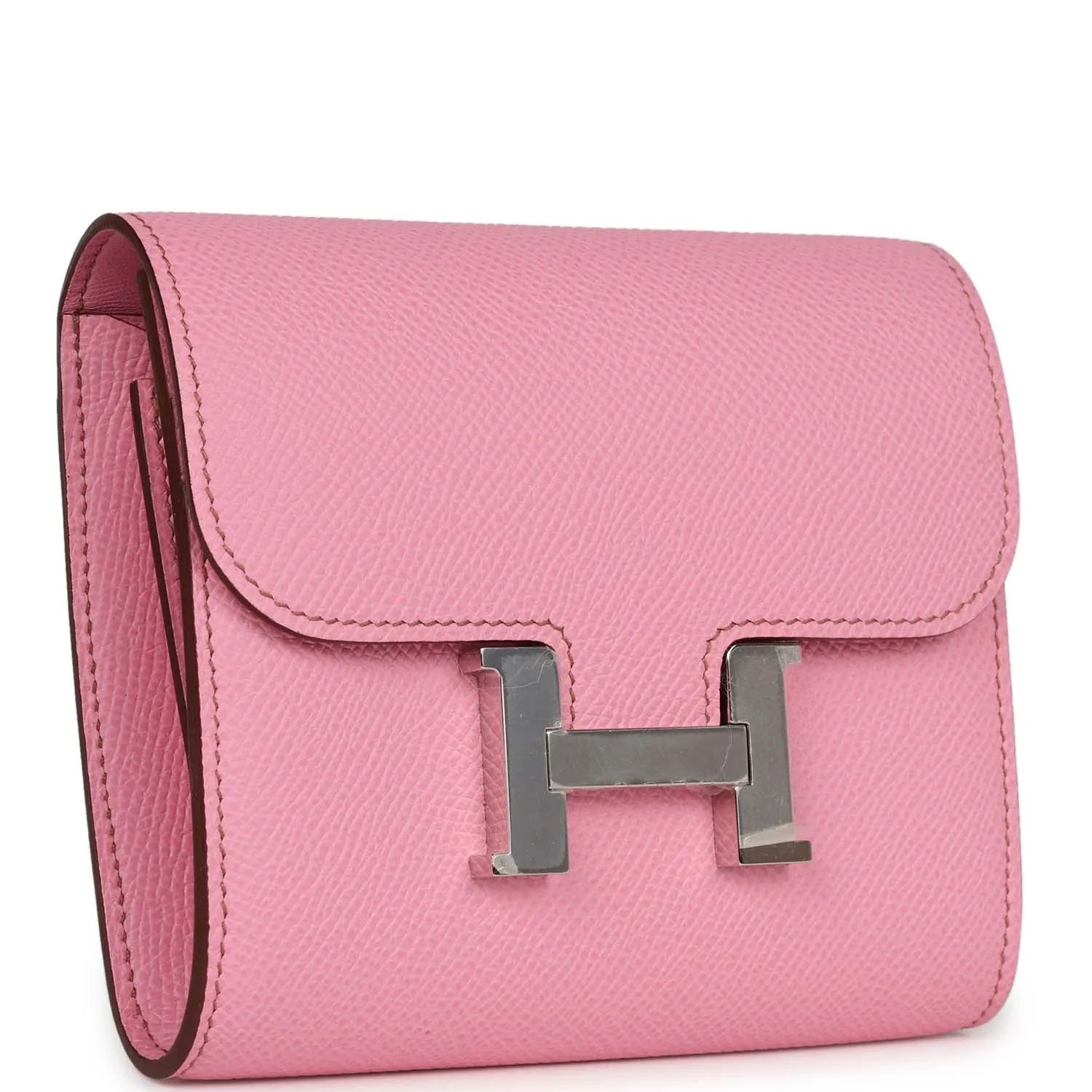 Hermes Constance Compact Wallet 5P Bubblegum Epsom Palladium Hardware