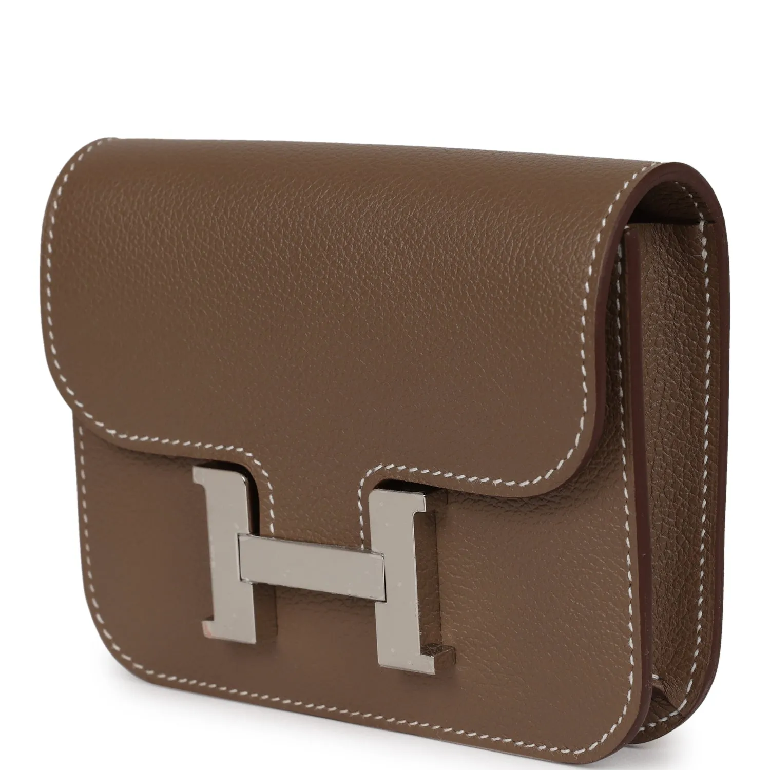 Hermes Constance Slim Wallet Etoupe Evercolor Palladium Hardware