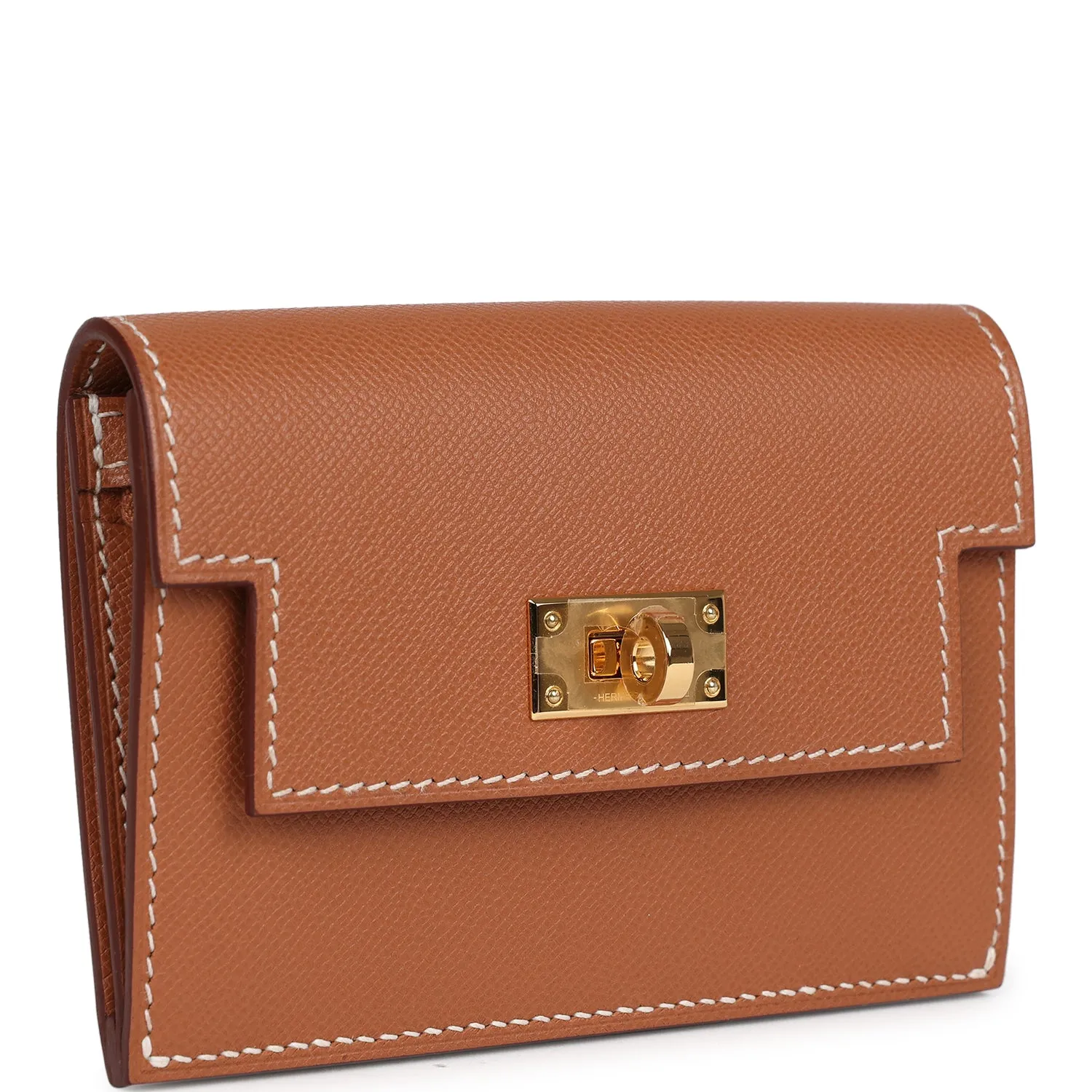 Hermes Kelly Pocket Slim Wallet Gold Epsom Gold Hardware