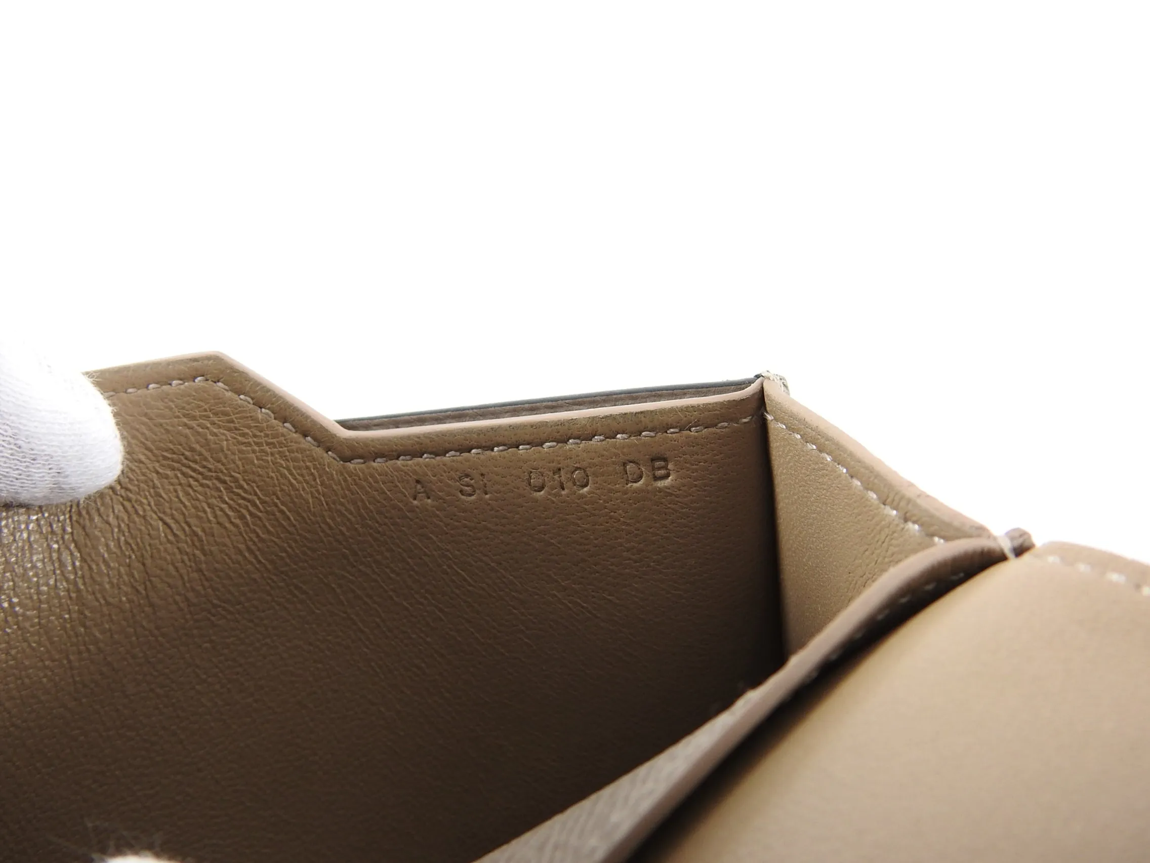 Hermes Passant Compact Wallet in Black and Etain Epsom Leather