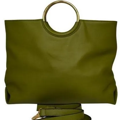 MILLFIELD - Womens Green Leather Ring Handle Tote Shoulder Crossbody Bag