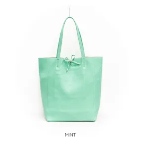 Mint Green Genuine Leather Shopper Bag Large Leather Tote Bag