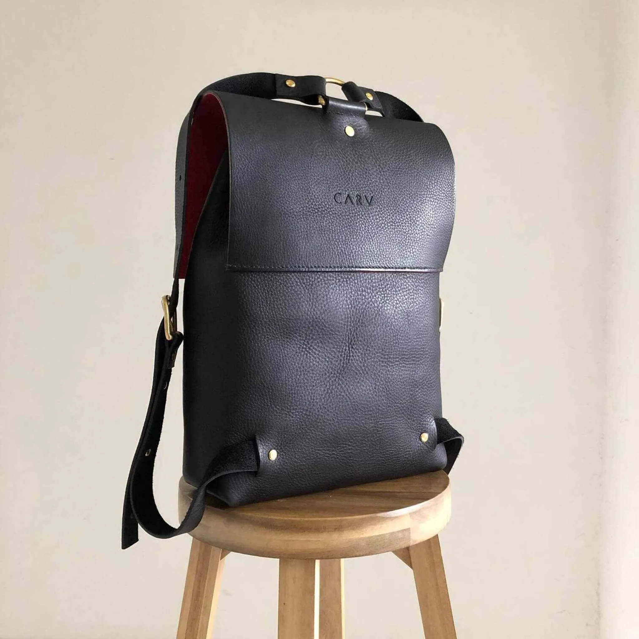 Nomad Black Leather Backpack