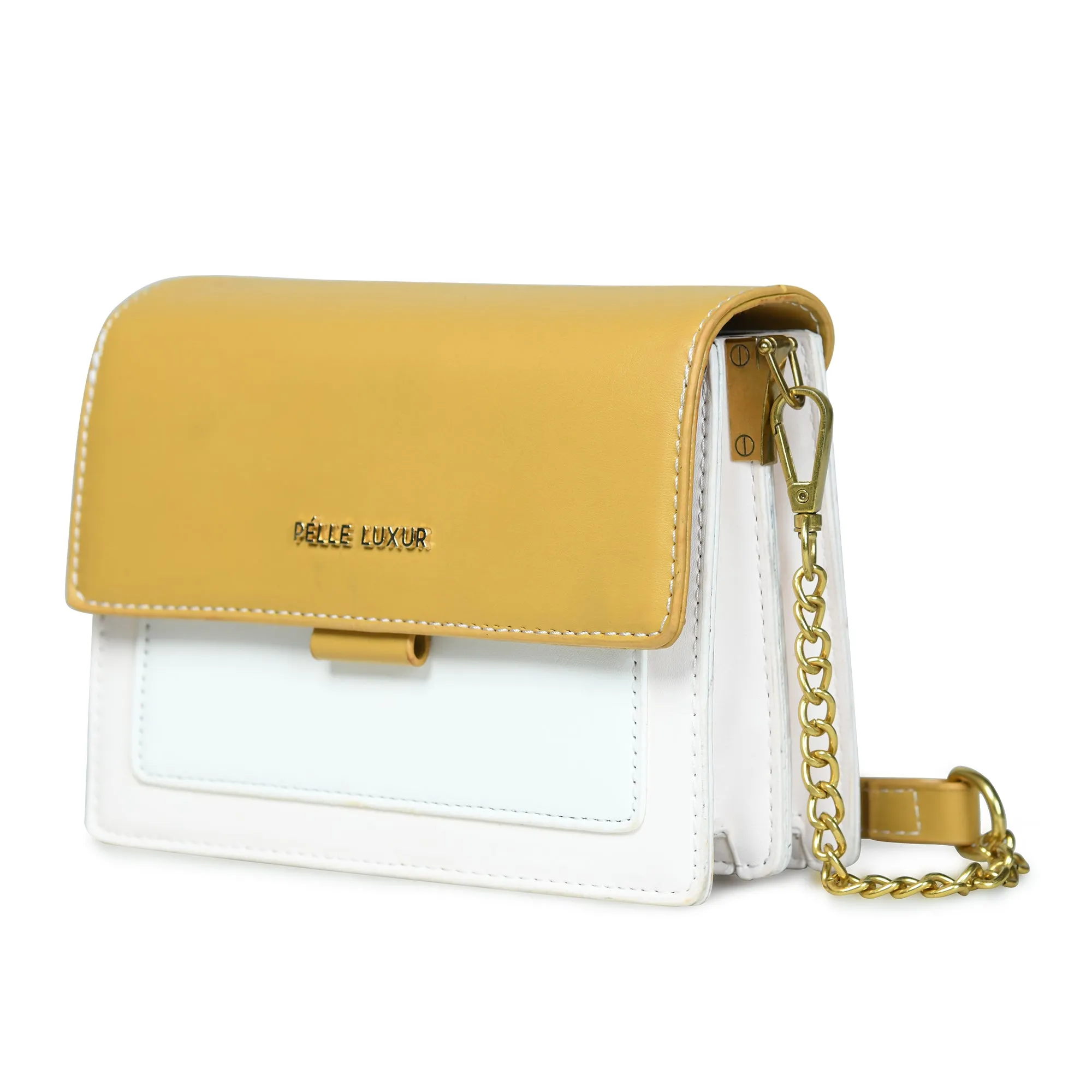 Pelle Luxure Small PU Sling Bag – Perfect for Women, Available in Mustard, White, and Olive