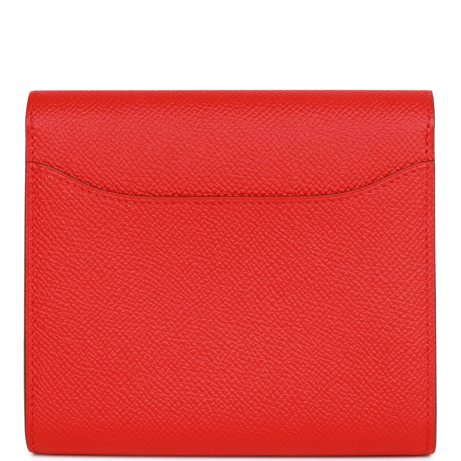 Pre-owned Hermes Constance Compact Wallet Rouge de Coeur Epsom Rose Sakura Enamel and Palladium Hardware