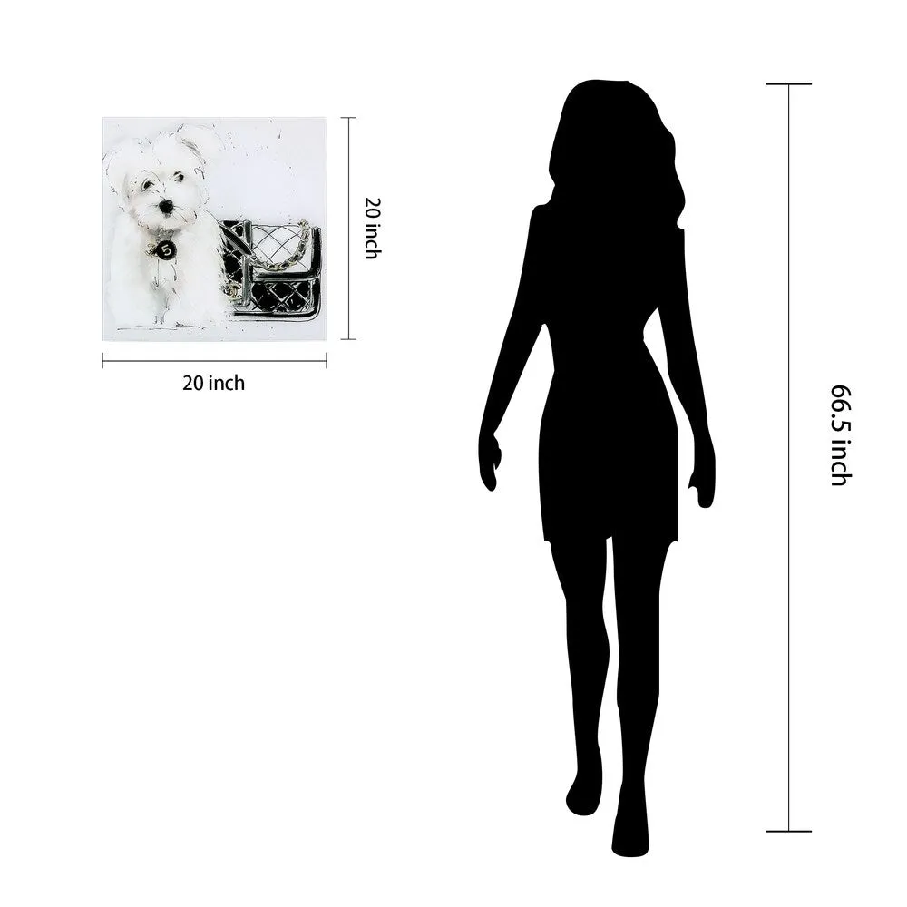 "Black and White" Dog Wall Art Frameless Free Floating Tempered Art Glass