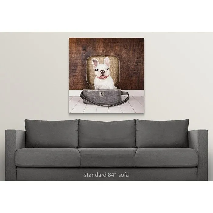 "French Bulldog inside a suitcase" Canvas Wall Art