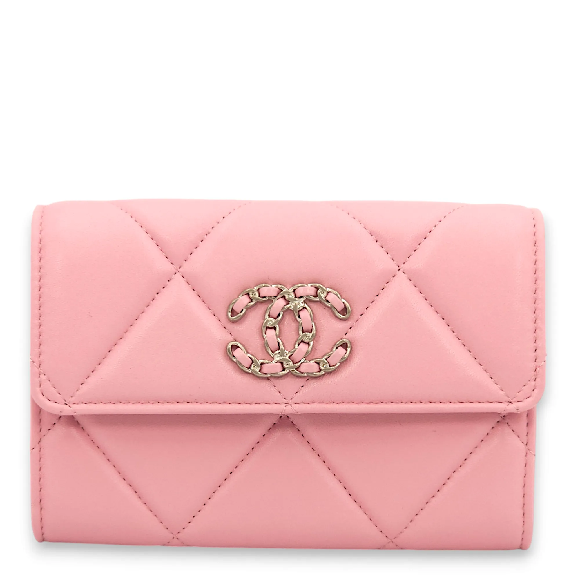 S19 Compact Pink Wallet Lambskin, Gold hardware