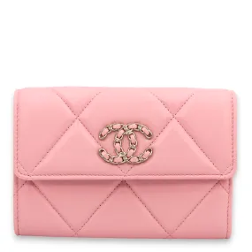 S19 Compact Pink Wallet Lambskin, Gold hardware