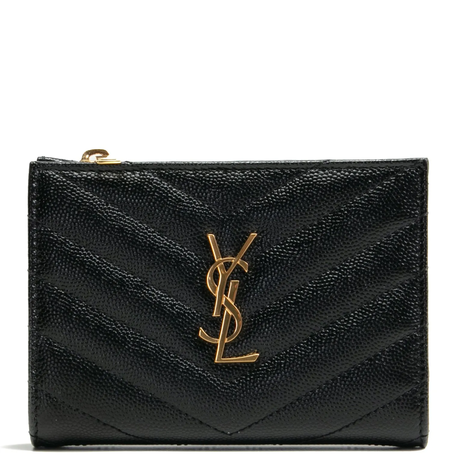 SAINT LAURENT Cassandra Bifold Compact Wallet - Black