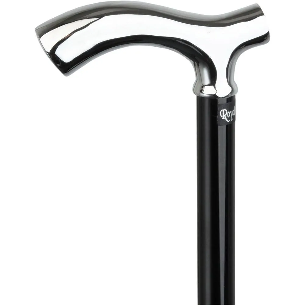 Scratch & Dent Chrome Plated Slim Line Fritz Walking Cane With Folding, Adjustable Black Aluminum Shaft V1806