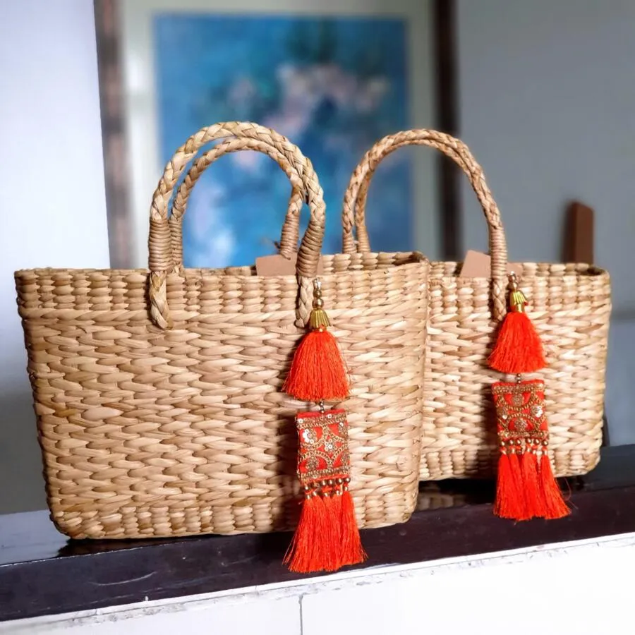 Stylish Orange Tassels Kauna Handbag