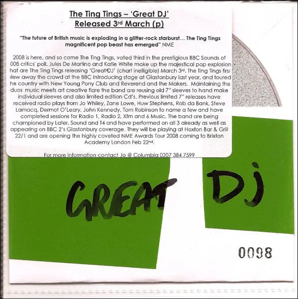 The Ting Tings: Great DJ - Promo CD Single (VG /VG )