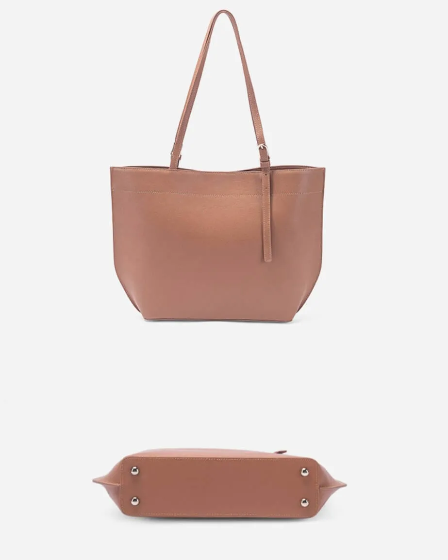 Turnlock Pebbled Leather Tote Bag