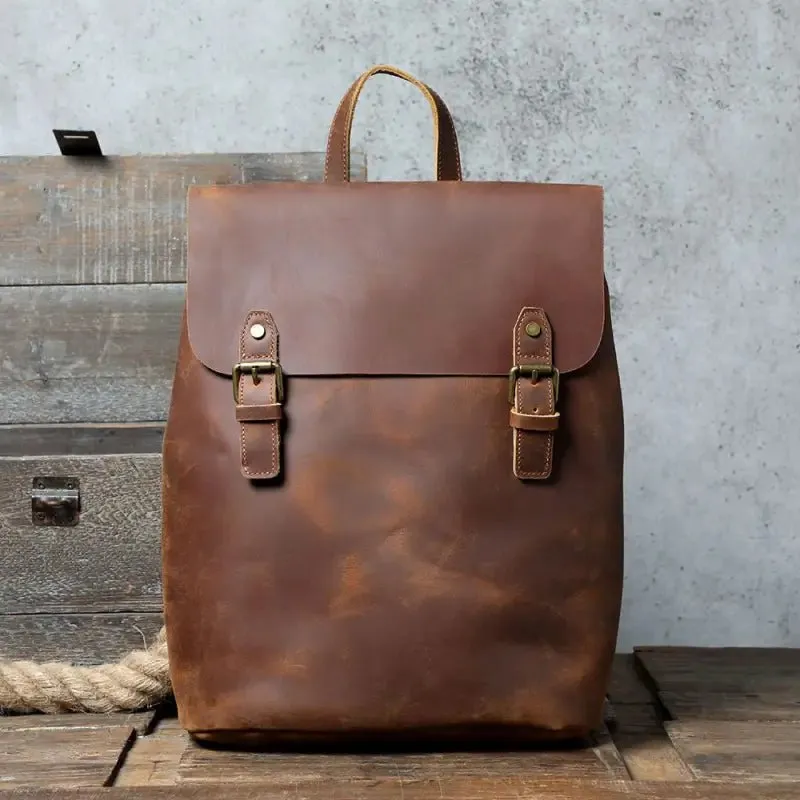 Urban Backpack with Top Layer Cowhide Material & Multiple Compartments